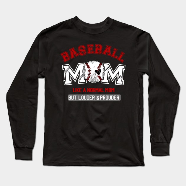 Mothers Day Shirt, Retro Baseball Mom Cool Moms Club Shirt, Funny Mom Shirt, Mom Birthday Gift, Cute Mom Gift, Rocker Mama Tee Long Sleeve T-Shirt by Emouran